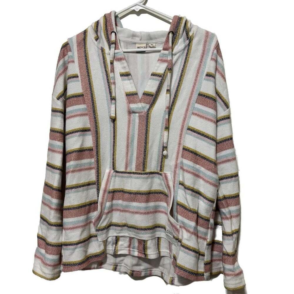 Roxy Island Vibes Striped Terry Cloth Baja Pullover Hoodie